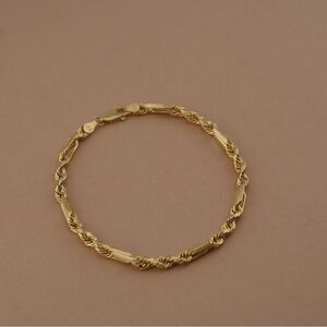 14k Real Gold Figaro Rope Bracelet | 8.5” Length | 4mm Thick | Elegant Gold |